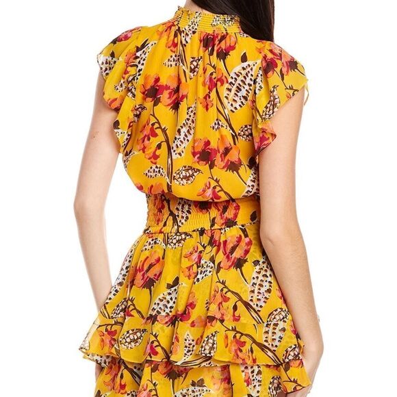 A.L.C Hayley silk top in yellow multi color  size 4 NWT - Picture 2 of 7